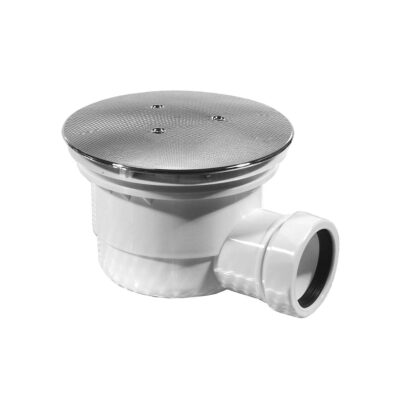 Duschkarsvattenlås Ø40 x 90 mm vitt med kromat lock